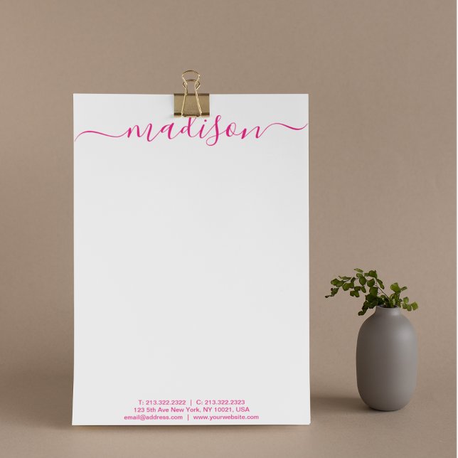 Elegant Chic Pink Handwritten Script Mail Letterhead (Creator Uploaded)