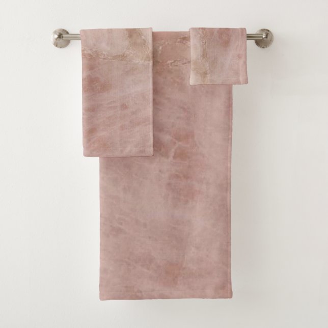 Elegant Chic Pink Rose Quartz Crystal  Bath Towel Set (Insitu)