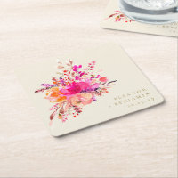 Elegant Chic Pink Watercolor Floral Wedding Custom