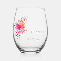 Elegant Chic Pink Watercolor Floral Wedding Custom