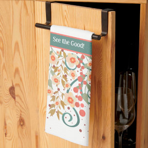 Elegant Chic Pretty Floral Custom Quote Stylish Kitchen Towel