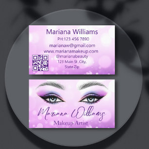 elegant chic purple eyes makeup artist qr code business card
