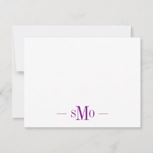 Elegant Chic Purple Monogram 3 Initials  Card