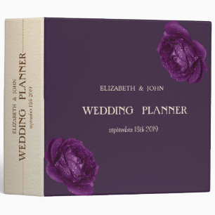 Elegant Chic Purple Roses Wedding Binder