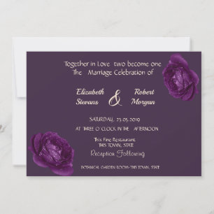 Elegant Chic Purple Roses Wedding Invitation