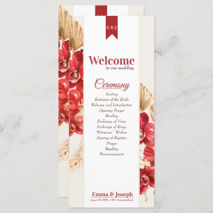 Elegant chic red orchid fall custom Wedding  Program
