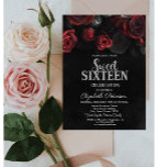 Elegant Chic Red Roses Black Sweet 16 Invitation<br><div class="desc">A modern,  chic and glamourous Sweet 16 with red roses on black background.</div>