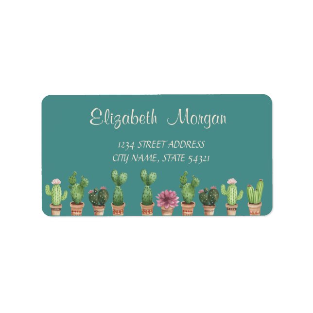 Elegant Chic Romantic, Cactus Address Label (Front)