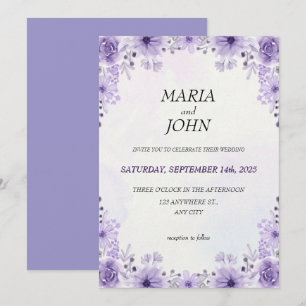 Elegant Chic Romantic Minimalist Classic Purple Invitation