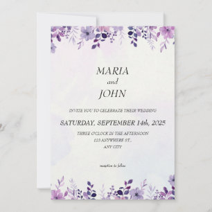 Elegant Chic Romantic Minimalist Classic Purple Invitation