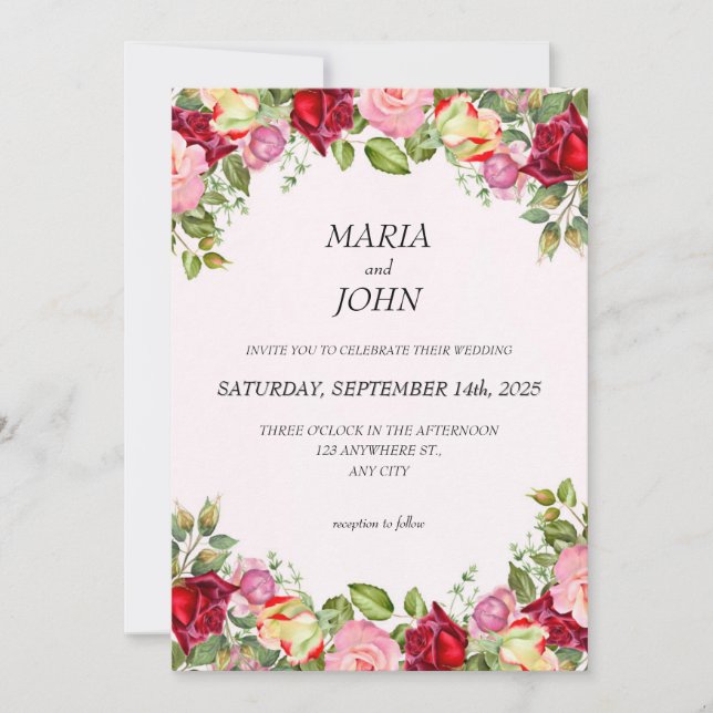 Elegant Chic Romantic Minimalist Classic Rose Invitation (Front)