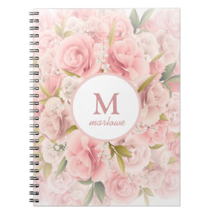 elegant chic romantic rose floral notebook