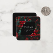 Elegant Chic Romantic Thank You Red Roses Floral   Card (Front/Back In Situ)