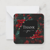 Elegant Chic Romantic Thank You Red Roses Floral   Card (Front)