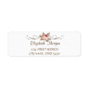 Elegant Chic Romantic, White,Rose Address Label