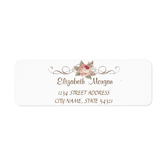 Elegant Chic Romantic, White,Rose  Address Label (Front)