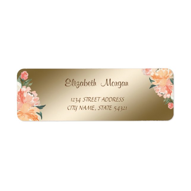 Élégant Chic Romantique, Fleurs  Étiquette d'adres (Devant)