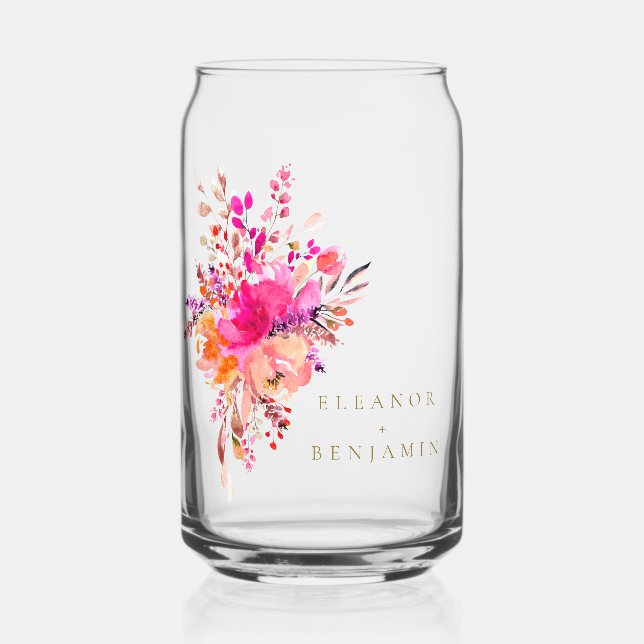 Elégant Chic Rose Aquarelle Mariage Floral Personn (Recto)