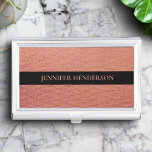 Elegant Chic Rose Gold & Black Professional Business Card Holder<br><div class="desc">This business card case exudes elegance and sophistication with its stunning combination of rose gold and black tones. The exterior boasts a sleek black finish adorned with delicate rose gold accents, creating a luxurious and stylish look. Opening the case reveals a well-organized interior designed to hold business cards securely, ensuring...</div>
