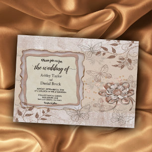 Elegant Chic Rose Gold Glitter Glam Modern Wedding Invitation