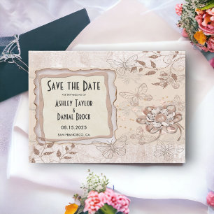 Elegant Chic Rose Gold Glitter Glam Modern Wedding Save The Date