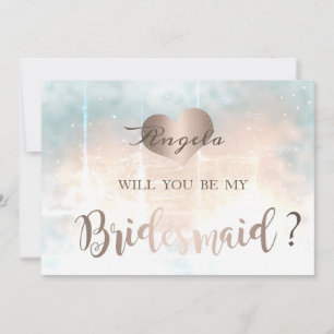 Elegant Chic Rose Gold Heart Bridesmaid Card
