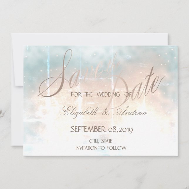 Elegant Chic Rose Gold Heart Wedding Save the date (Front)