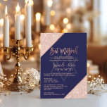 Elegant Chic Rose Gold Navy Blue Bat Mitzvah Invitation<br><div class="desc">Celebrate a meaningful milestone in style with this elegant Bat Mitzvah invitation featuring a rich navy blue background,  shimmering faux rose gold glitter corners,  and graceful typography in both English and Hebrew. This chic and timeless design balances tradition with modern glam—perfect for setting the tone for an unforgettable celebration.</div>