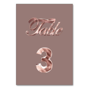 Elegant Chic Rose Gold Party Guests Table Number 3