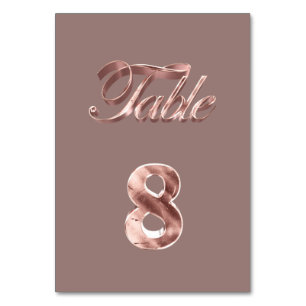 Elegant Chic Rose Gold Party Guests Table Number 8
