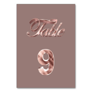 Elegant Chic Rose Gold Party Guests Table Number 9