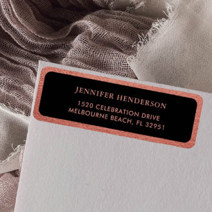 Elegant Chic Rose Gold Pink Return Address 