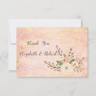 Elegant Chic Rose Marble  Floral Thank You Card