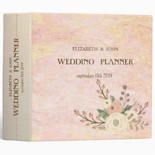 Elegant Chic Rose Marble Floral Wedding Binder