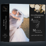 Elegant Chic Rose Monogram Black Photo  Binder<br><div class="desc">Romantic and chic rose design.</div>