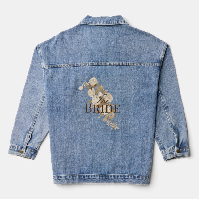 Elegant Chic Rose Monogram White Denim Jacket (Back)