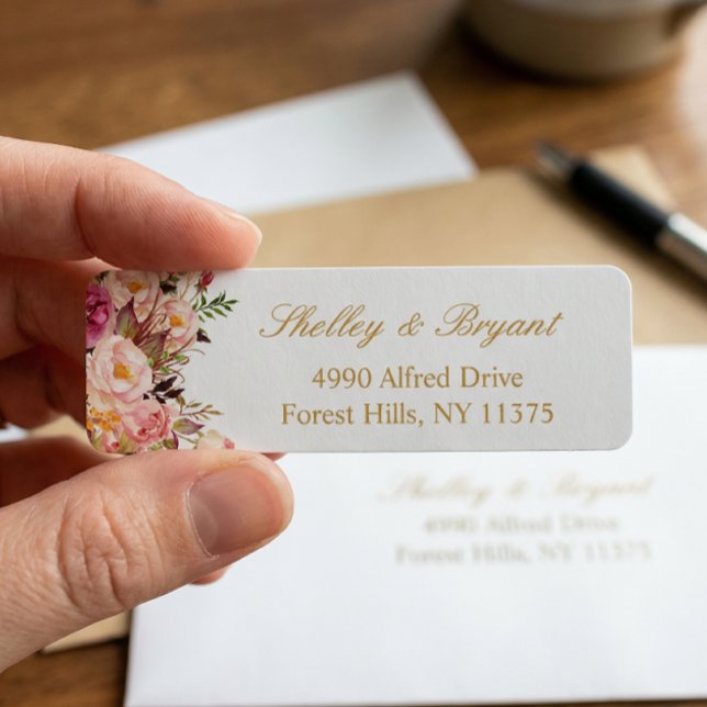 Élégant Chic Rose Pâle Floral Or Mariage (Créateur téléchargé)