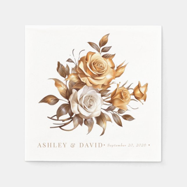 Elegant Chic Rose | Romantic Engagement Party Napkin (Front)