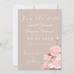 Elegant Chic Rose Save the Date Card