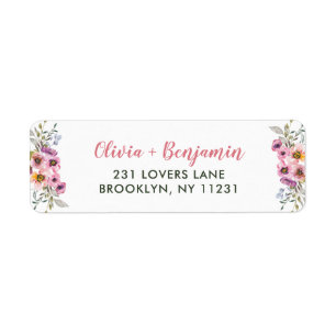 Élégant Chic Rose violet Aquarelle Florale Scrip
