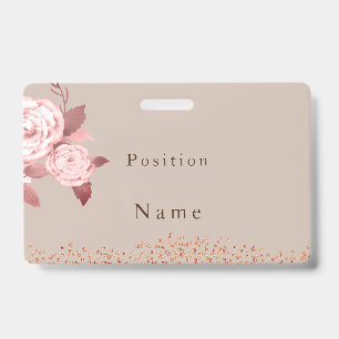 Elegant Chic Rose Wedding Name Badge