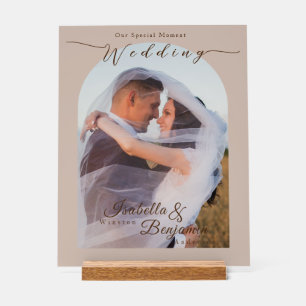 Elegant Chic Rose Wedding Photo Acrylic Sign