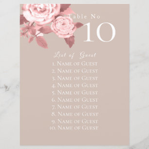 Elegant Chic Rose Wedding Seating Charts