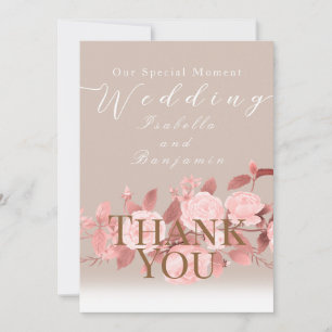 Elegant Chic Rose Wedding Thank You Card