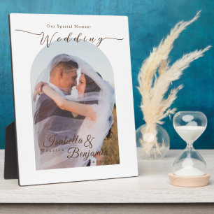 Elegant Chic Rose Wedding White Photo Plaque
