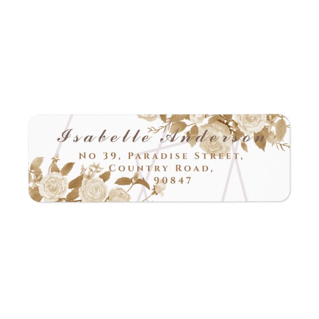 Elegant Chic Rose White Return Address Label (Front)
