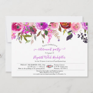 Elegant Chic Roses Floral Photo Retirement Party Invitation