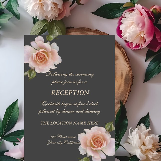 Elegant Chic Roses, Floral Wedding Reception Invitation (Creator Uploaded)