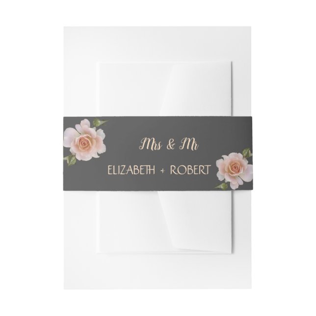 Elegant Chic Roses Invitation Belly Band (Front Example)