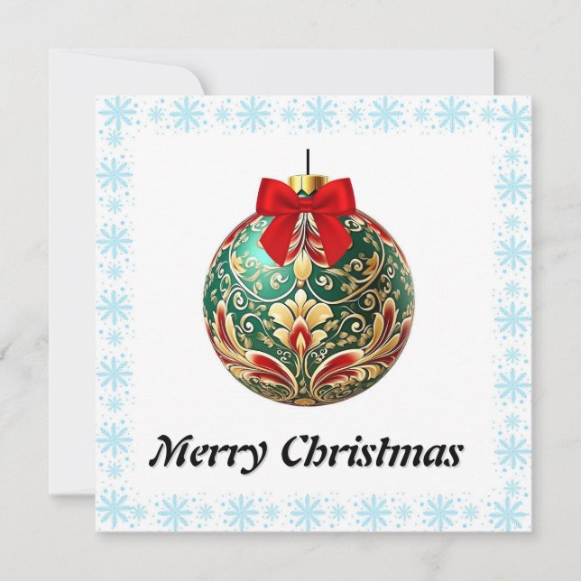 Elegant Chic Rustic Colourful Merry Christmas Ball Holiday Card (Front)